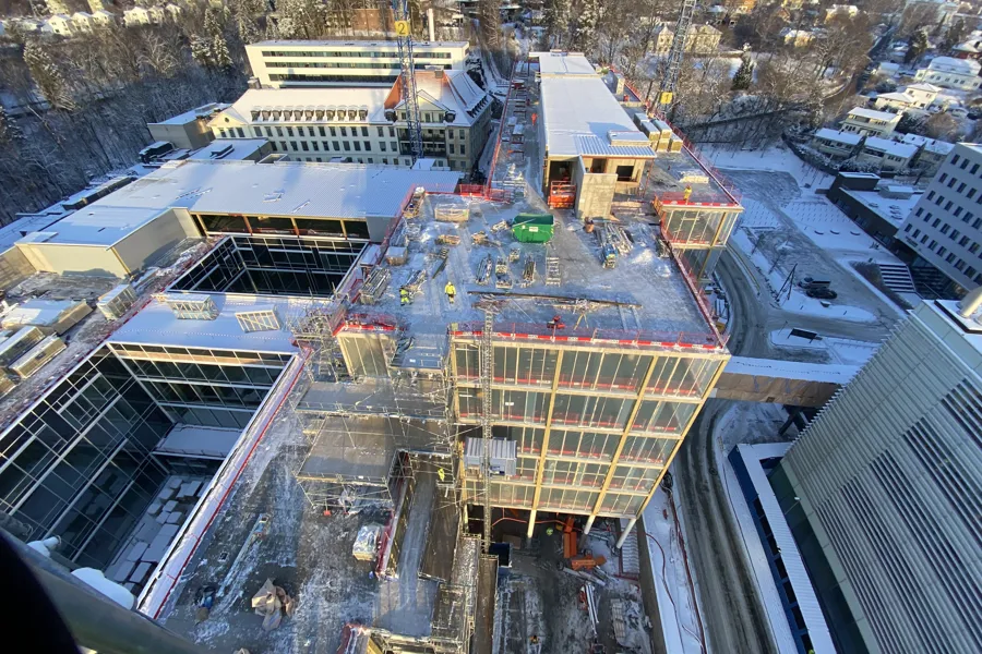 Flyfoto av en byggeplass