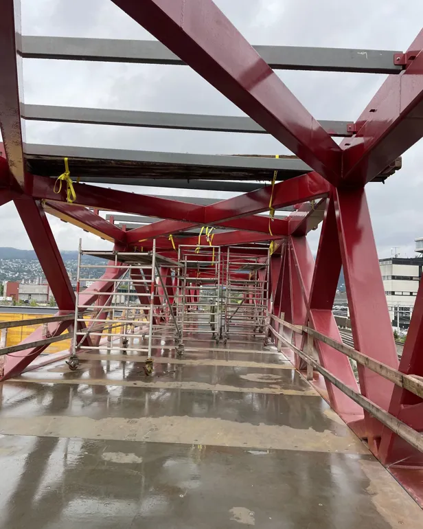 En rød berg-og-dal-bane