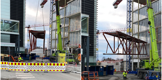En byggeplass med kraner
